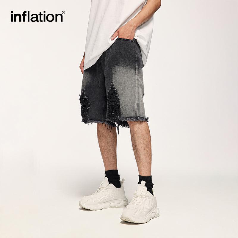 INFLATION Streetwear Ripped Hip Hop Jeans Shorts - INFLATION