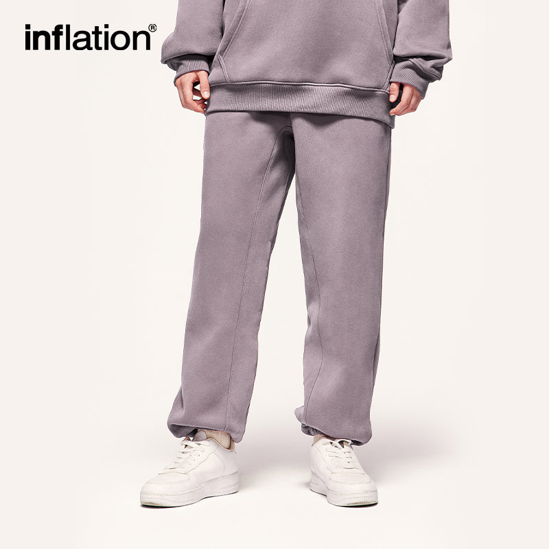 INFLATION Unisex Thick Fleece Tracksuit Sportswear in Grey Purple - INFLATION