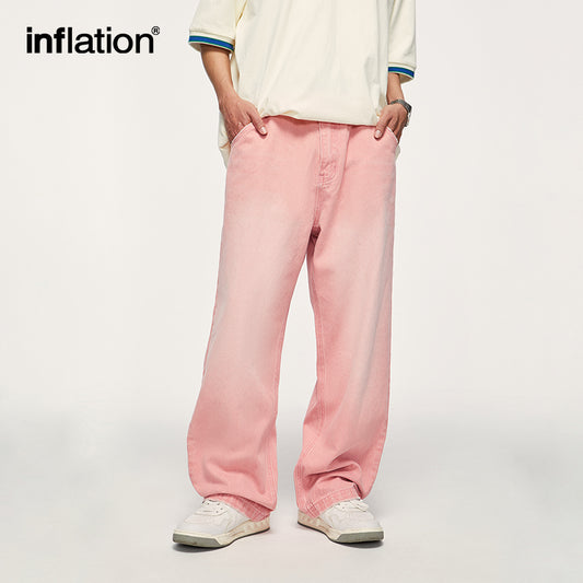 INFLATION Pink Wide Leg Jeans Unisex