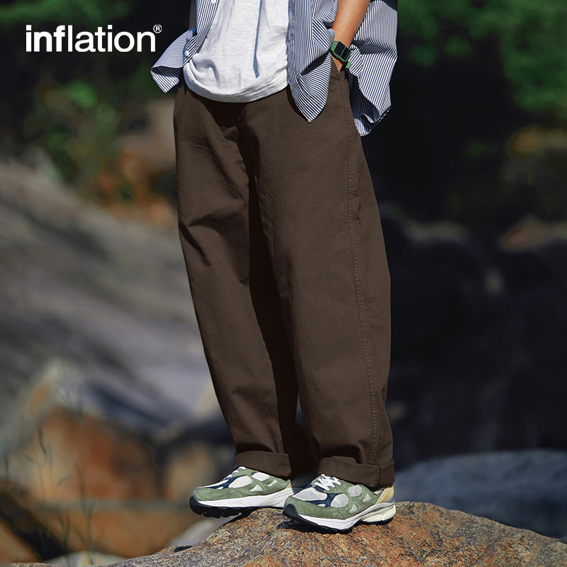 INFLATION 100% Cotton Classic Straight Leg Pants