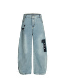 Star Embroidered Pocket Barrel Jeans | Inflation Streetwear