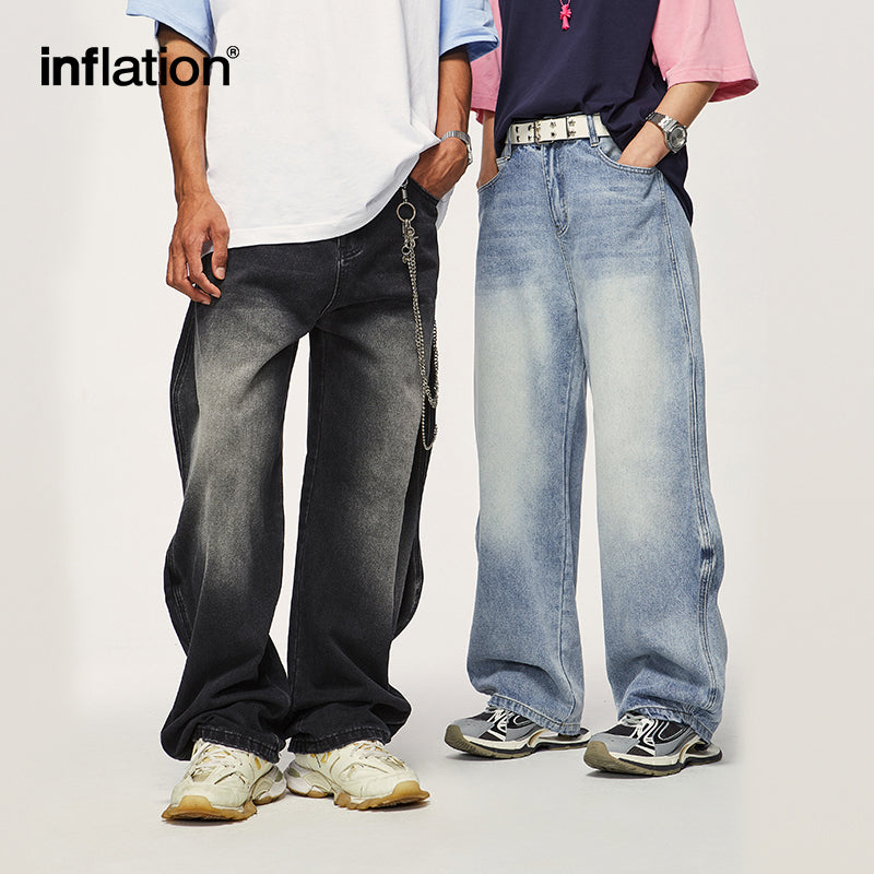 INFLATION Brand Washed Baggy Denim Pants - INFLATION