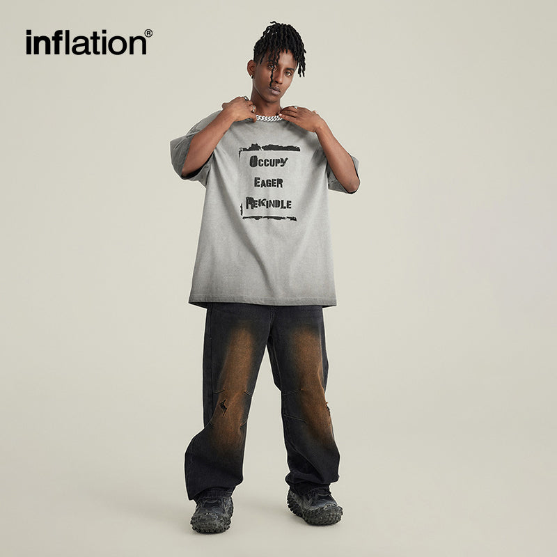 INFLATION retro printed distressed short sleeves - INFLATION