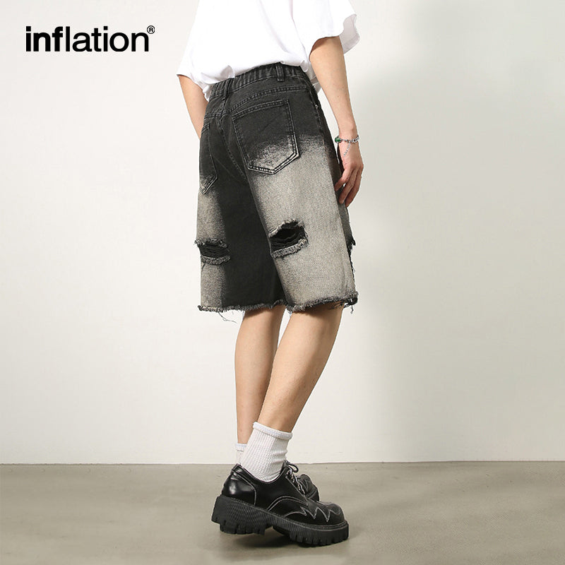 INFLATION Streetwear Ripped Jeans Shorts - INFLATION