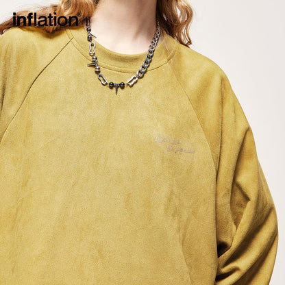 INFLATION Candy Color Embossed Suede Fabric Unisex T-shirts - INFLATION