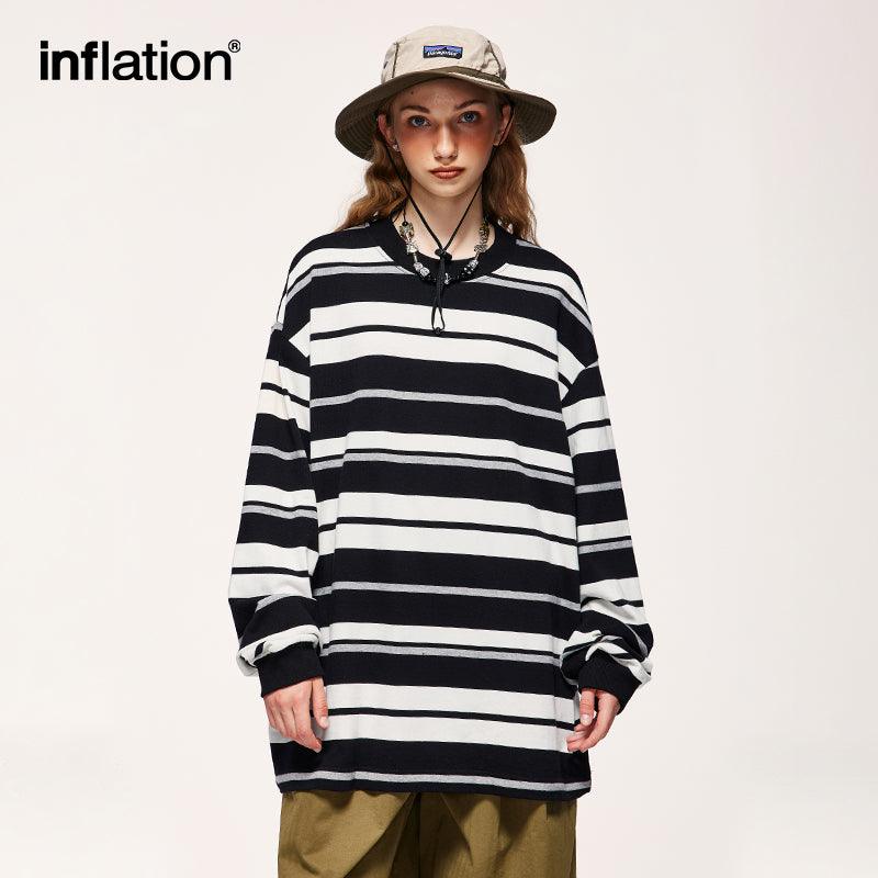 INFLATION Men Heavyweight Striped Oversize T-shirt - INFLATION