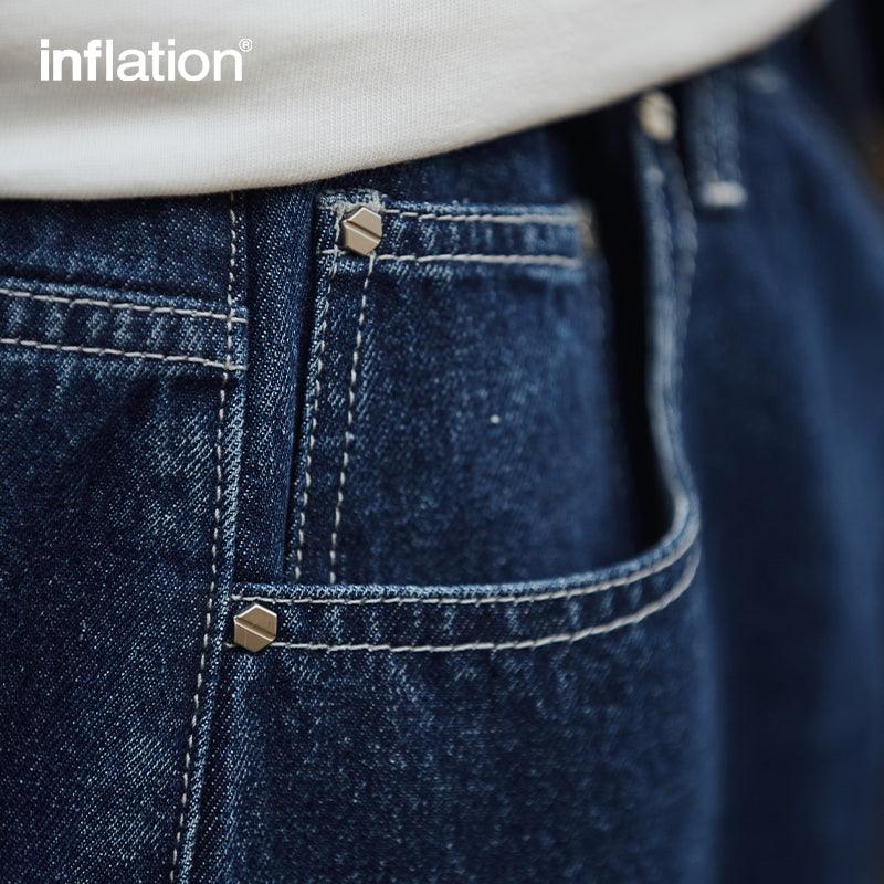 INFLATION Vintage Straight Washed Jeans Shorts