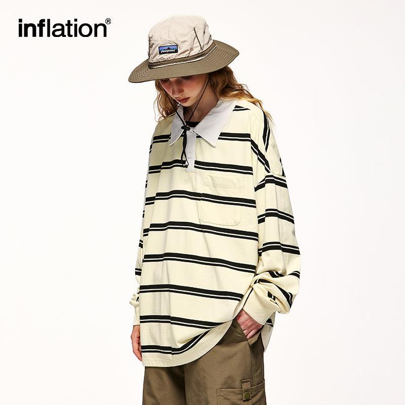 INFLATION Cityboy Striped Oversized Rugby Tees - INFLATION