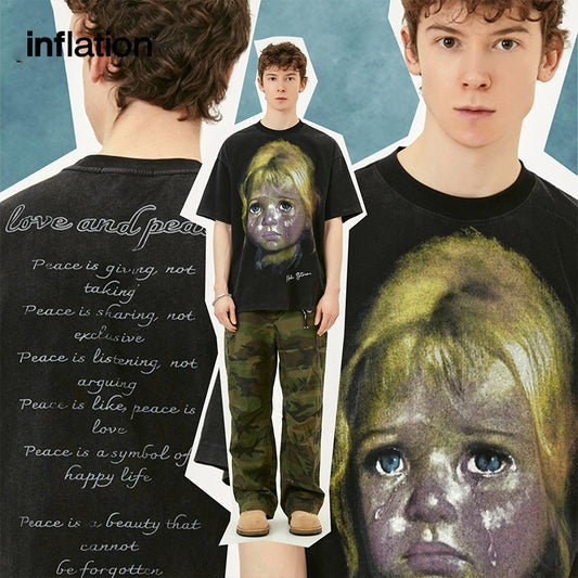 INFLATION Washed Distressed Overszie TShirt - INFLATION