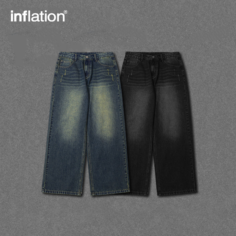 INFLATION Retro Wash Blue Baggy Jeans - INFLATION