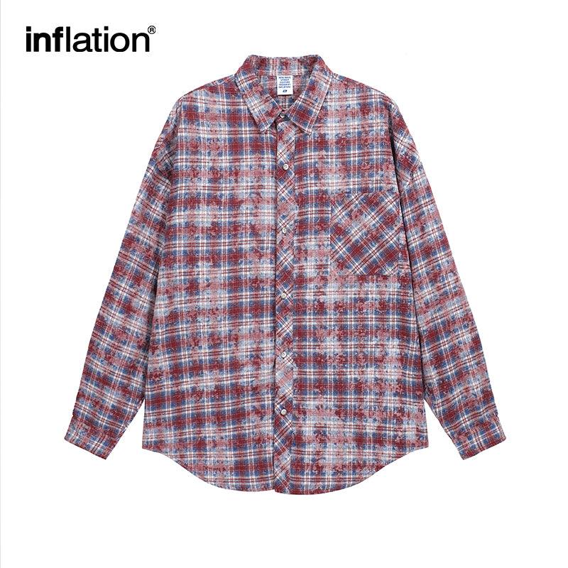INFLATION Brushed Check Oversized Shirts Unisex - INFLATION