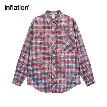 INFLATION Brushed Check Oversized Shirts Unisex - INFLATION