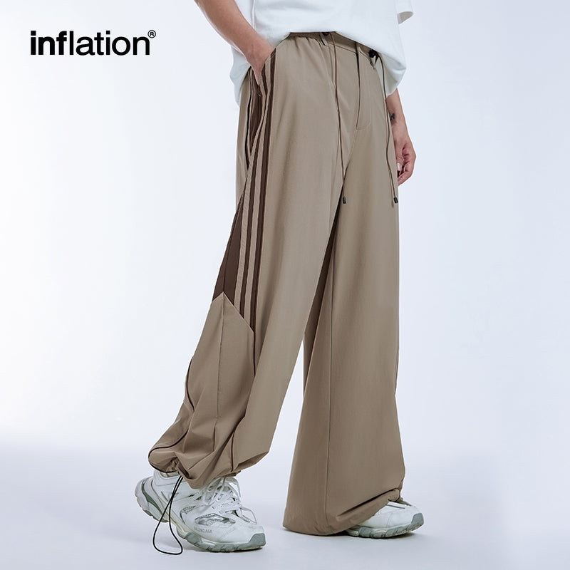 INFLATION Retro Striped Wide Leg Pants with Drawstring - INFLATION