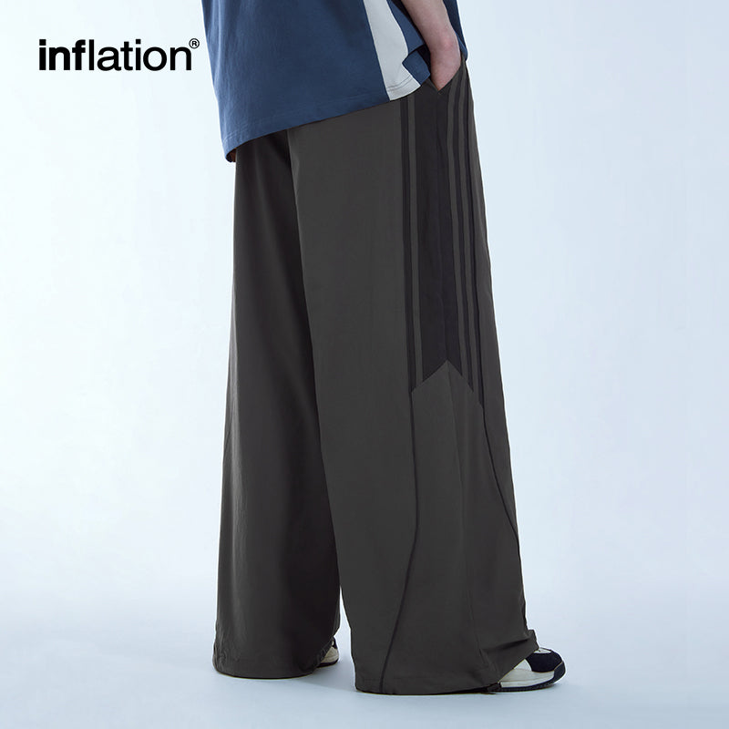 INFLATION Retro Striped Wide Leg Pants with Drawstring - INFLATION