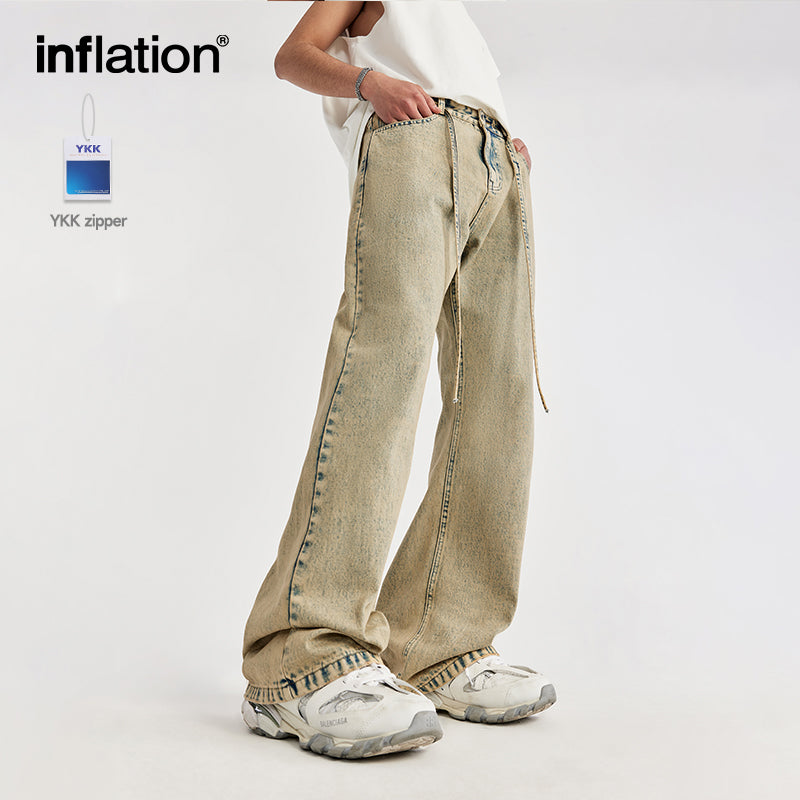 INFLATION Wasteland Style Washed Distressed Flare Jeans - INFLATION