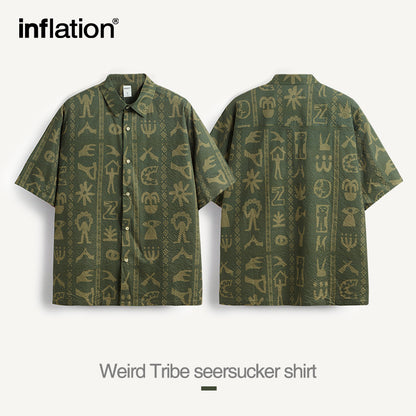 INFLATION Tribal Digital Printing Seersucker Shirts