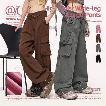 INFLATION Low-Waist Wide Leg Cargo Pants - INFLATION