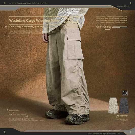 INFLATION Distressed Effect Pleat Cargo Pants Unisex