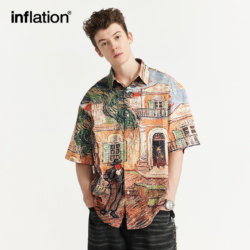 INFLATION Colorful Oil Painting Seersucker Shirts - INFLATION