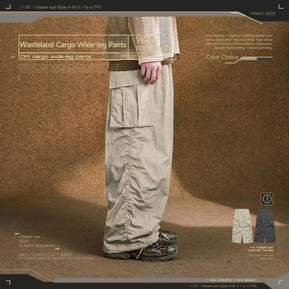 INFLATION Distressed Effect Pleat Cargo Pants Unisex - INFLATION