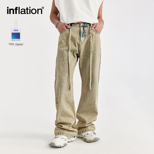INFLATION Wasteland Style Washed Distressed Flare Jeans