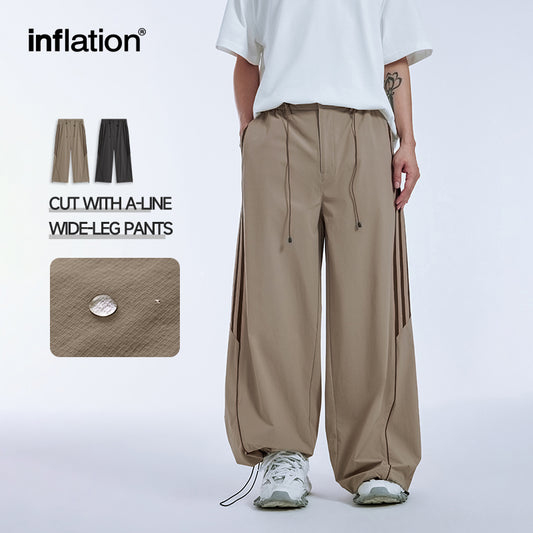 INFLATION Retro Striped Wide Leg Pants with Drawstring