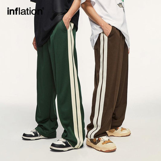 INFLATION Vintage Side Stripe Wide Leg Pants - INFLATION