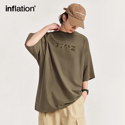 INFLATION Embroidered Twill Fabric Oversized tshirt - INFLATION