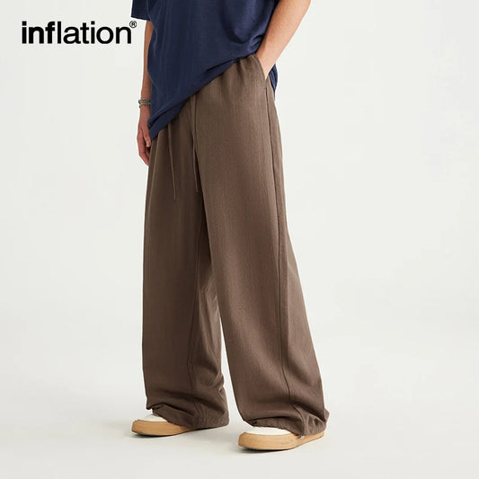 INFLATION Eco-friendly Bamboo Cotton Linen Wide Leg Pants - INFLATION
