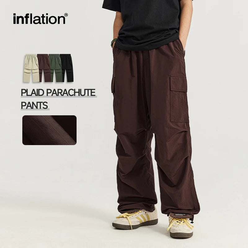 INFLATION Trendy Drawstring Waist Parachute Pants - INFLATION
