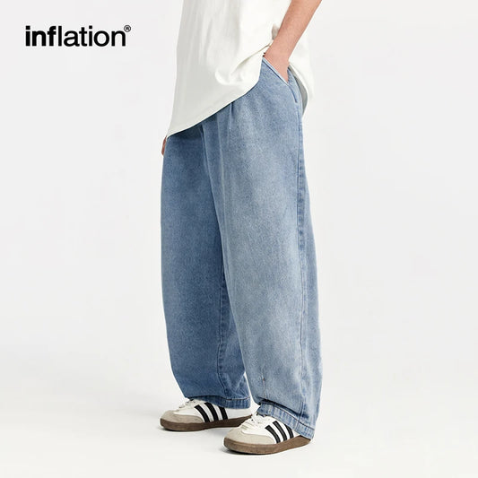 INFLATION Blue Acid-washed Carrot-Fit Jeans