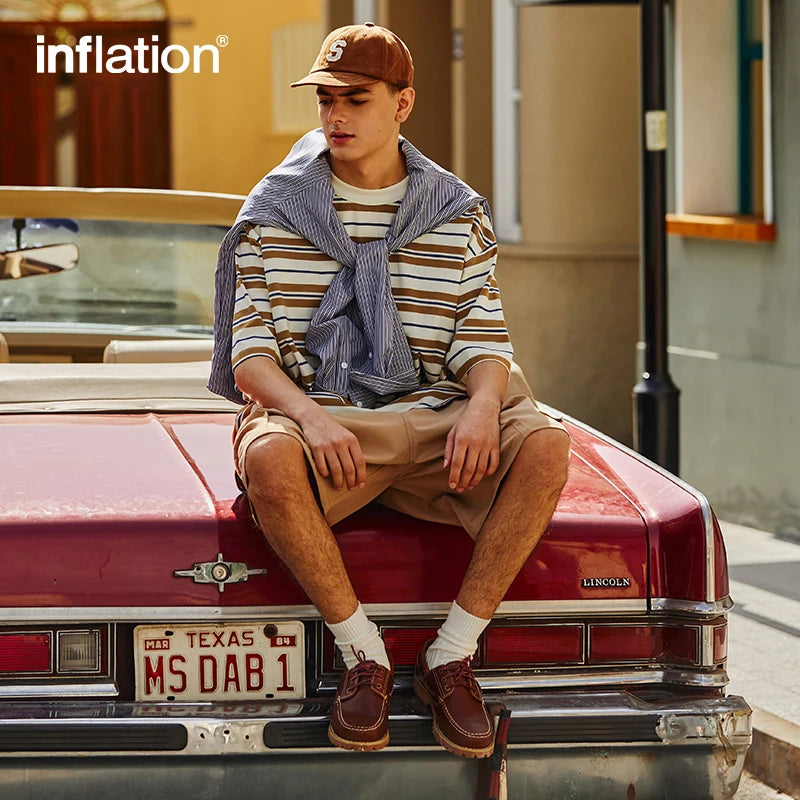 INFLATION Classic Heavyweight Striped T-shirts - INFLATION