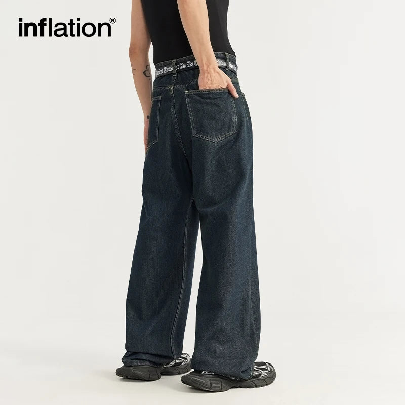 INFLATION Classic Wide Leg Jeans in Raw - INFLATION