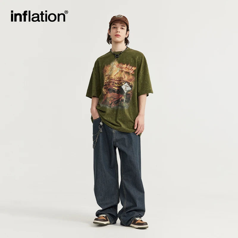 INFLATION Classic Wide Leg Jeans in Raw - INFLATION