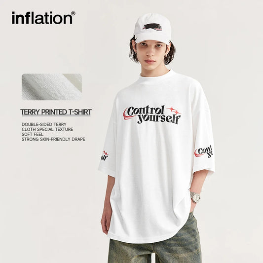 INFLATION "Control Yourself" Mock Neck Oversized Tees - INFLATION