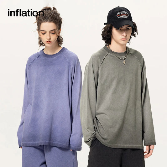 INFLATION Dirty Washed Heavyweight Long-Sleeved Tees