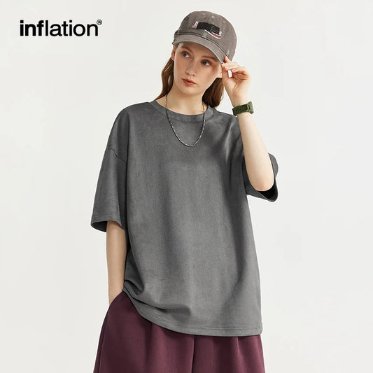 INFLATION Faux Suede Short-Sleeve Tshirts - INFLATION