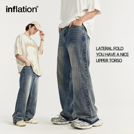 INFLATION Fringed Washed Flared Jeans