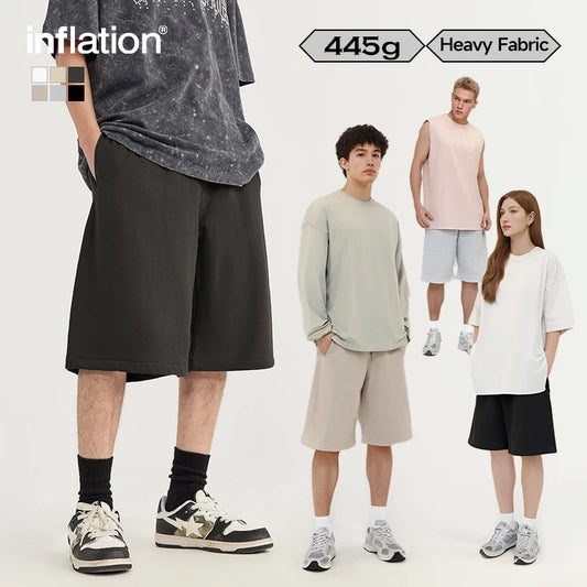 INFLATION Minimalism Straight-leg Sweat Shorts Plus Size