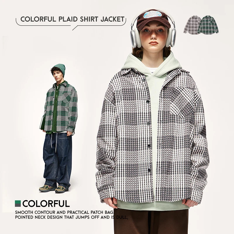 INFLATION Trendy Heavyweight Oversize Plaid Jackets - INFLATION
