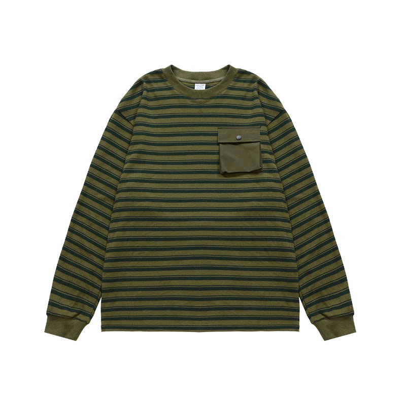 INFLATION Striped Waffle Oversize Long Sleeve Tee - INFLATION