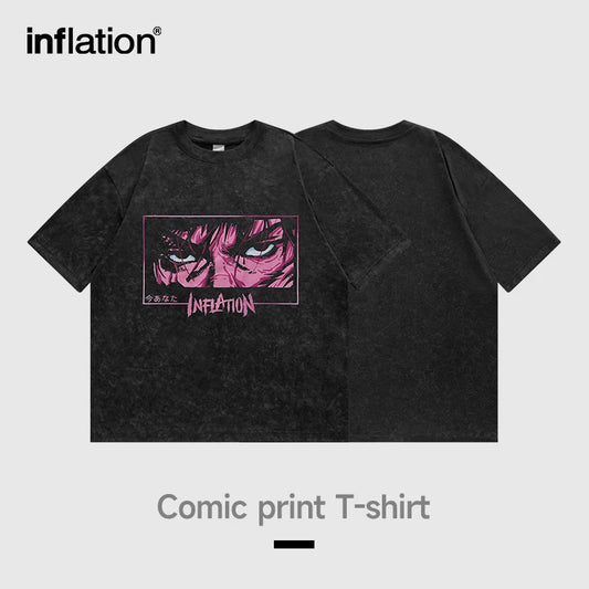 INFLATION Japanese Distressed Effect Anime T-shirt - INFLATION