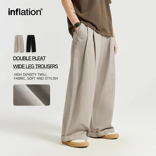 INFLATION Double Pleat Straight Leg Pants
