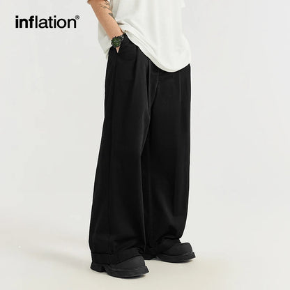 INFLATION Double Pleat Straight Leg Pants - INFLATION