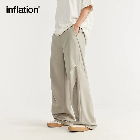 INFLATION Knee Pleat Cutting Suit Trousers