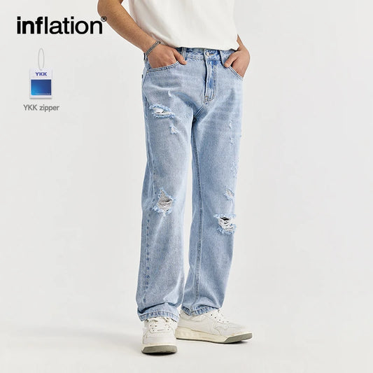 INFLATION Mens Trendy Ripped Slim Fit Jeans