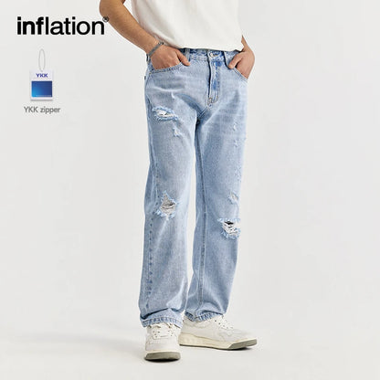 INFLATION Mens Trendy Ripped Slim Fit Jeans - INFLATION