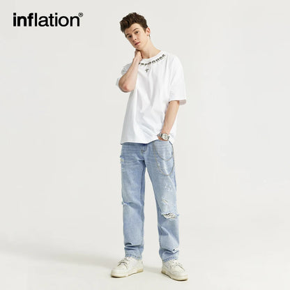 INFLATION Mens Trendy Ripped Slim Fit Jeans - INFLATION