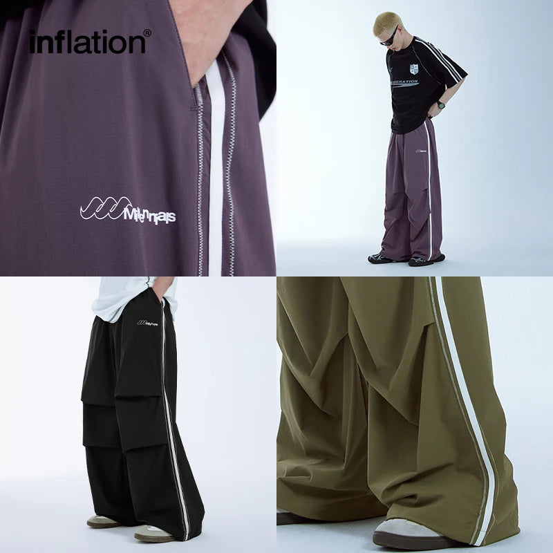 INFLATION Retro Striped  Parachute Pants