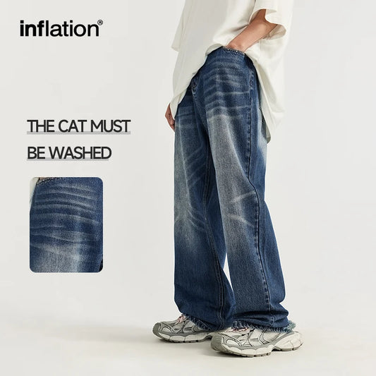 INFLATION Retro Ripped Wide Leg Jeans
